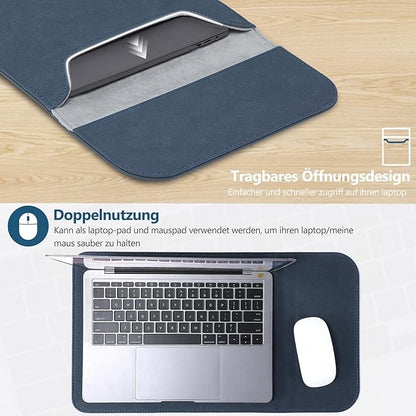 HYZUO 15 Inch Laptop Sleeve Case Bag for MacBook Air 15 M5 A3448 M4 A3241 M3 A3114 M2 A2941 2026-2023, 15" Surface Laptop 7/6/5/4/3, MacBook Pro 15 2019-2016, Faux Suede Leather, Navy Blue