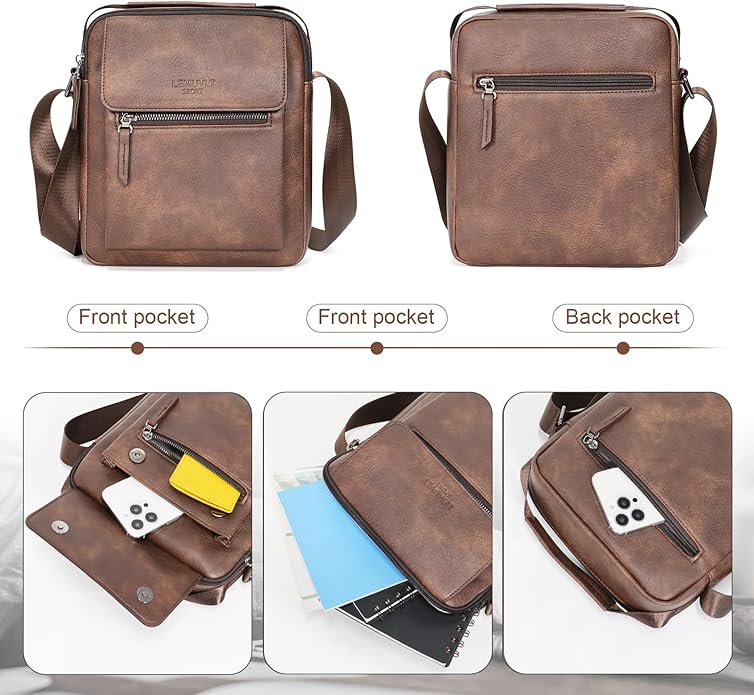 Medium & Small Crossbody bag for men shoulder bag mens purse satchel leather messenger bag gift