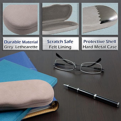 MyEyeglassCase Men's Medium Glasses Case - Classic Eyeglasses Hard Shell Holder, Elegant Easy Open Lip with Pouch and Cloth