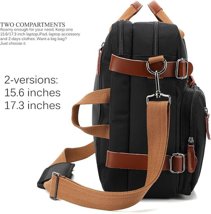 CoolBELL Convertible Backpack Messenger Shoulder Bag Laptop Case Handbag Business Briefcase Multi-Functional Travel Rucksack Fits 15.6 Inch Laptop for Men/Women (Black)
