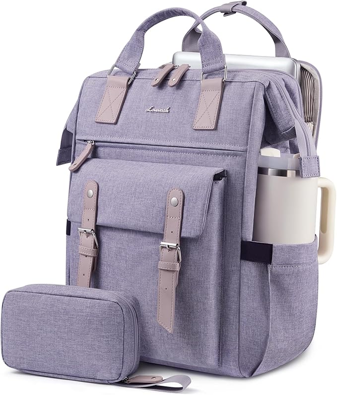 LOVEVOOK Laptop Backpack for Women with Giant Tumbler Holder Pocket,17.3 inch Waterproof Travel Backpack Purse Computer Laptop Bag
