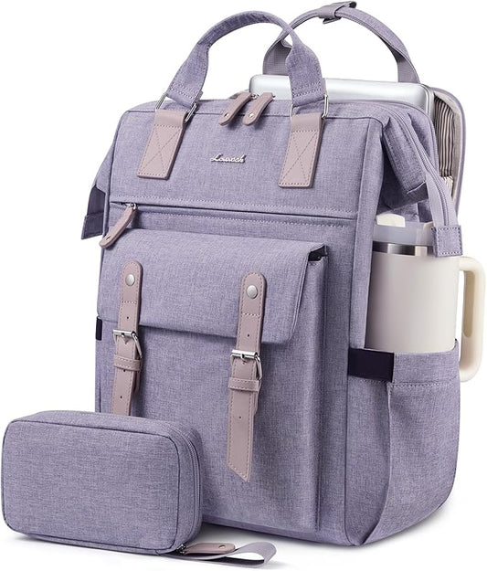 LOVEVOOK Laptop Backpack for Women with Giant Tumbler Holder Pocket,17.3 inch Waterproof Travel Backpack Purse Computer Laptop Bag