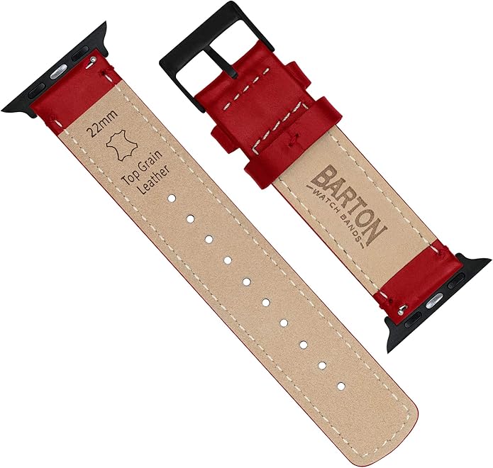 BARTON WATCH BANDS - Top Grain Leather Watch Bands Compatible with Apple Watch Models - 1, 2, 3, 4, 5, 6, 7, 8, 9, 10, SE, Ultra & Ultra 2