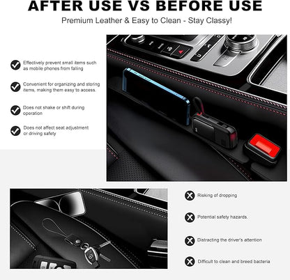 Car Seat Gap Filler 2 Pack,No Drop Seat Guard,Drop Seat Gap fillers Between Seat and Console Stop Things from Dropping (Black)