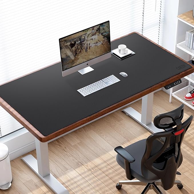 Cacoy 51" x 24" Leather Desk Mat, Office Desk Blotters, Large Computer Gaming Mouse Pad XXL, Waterproof PU Leather Laptop Table Cover Protector, Executive Desktop Accessories (Black)