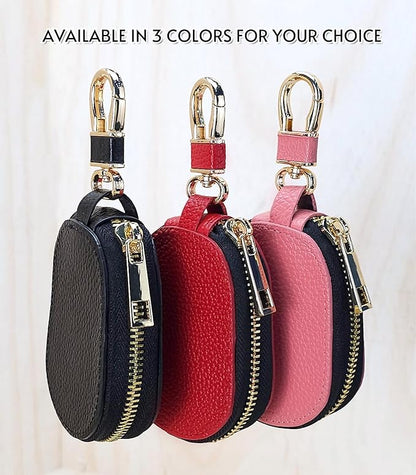 Universal Genuine Leather Car Key Fob Case – Premium Smart Key Holder for Remote Key Fobs