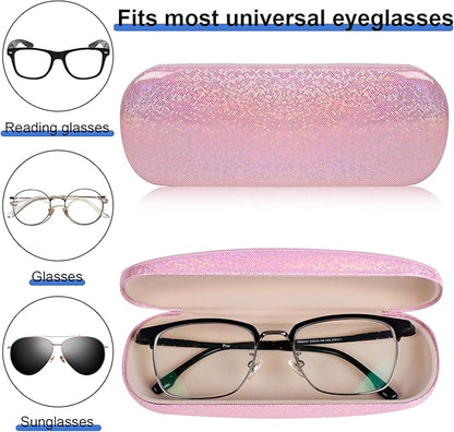 Joyberg Glasses Case, 2 Pack Eyeglass Case with Cleaning Cloth, Glasses Case Hard Shell Fits Most Glasses