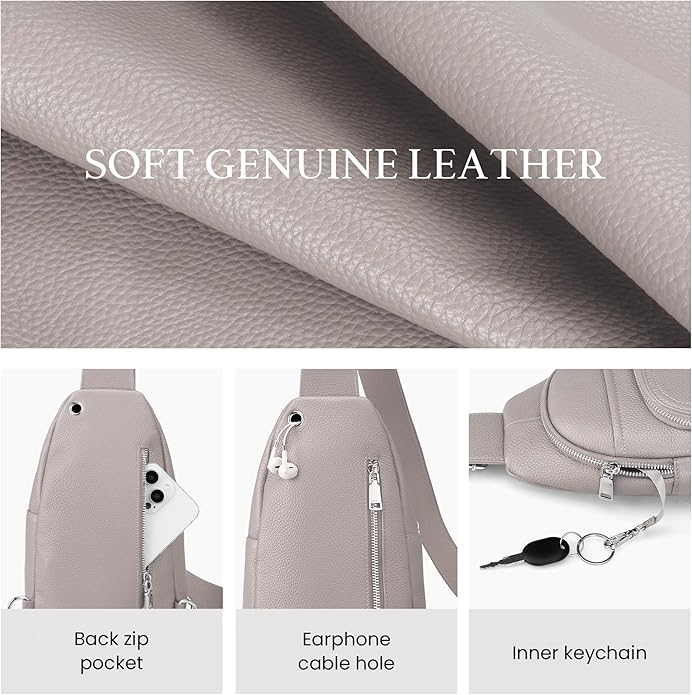 befen Genuine Leather Small Crossbody Sling Bags for Women Anti-Theft Fanny Packs Chest Bags Purse with Built in RFID Wallet