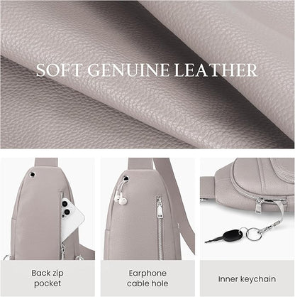 befen Genuine Leather Small Crossbody Sling Bags for Women Anti-Theft Fanny Packs Chest Bags Purse with Built in RFID Wallet