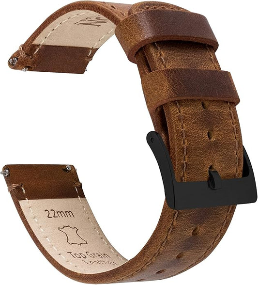 BARTON WATCH BANDS - Top Grain Leather Watch Bands Compatible with Apple Watch Models - 1, 2, 3, 4, 5, 6, 7, 8, 9, 10, SE, Ultra & Ultra 2