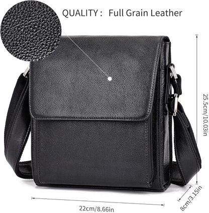 Augus Leather Messenger Crossbody Shoulder Bag for Men Work Business Casual Adjustable straps With YKK Metal Zipper