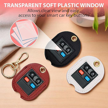 Leather Car Key Fob Cover Sleeve Holder for Broken Keys – Smart Remote Protector Case with Keychain for Men & Women