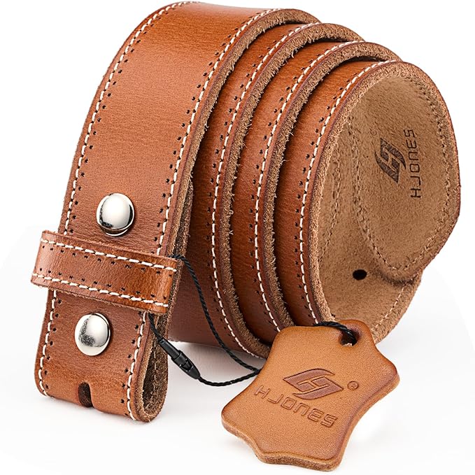 HJones Western Belts for Men without Buckle,Cowboy Belt Buckles for Men,1.5" Wide Genuine Leather Belt No Buckle