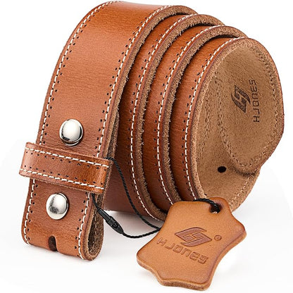 HJones Western Belts for Men without Buckle,Cowboy Belt Buckles for Men,1.5" Wide Genuine Leather Belt No Buckle