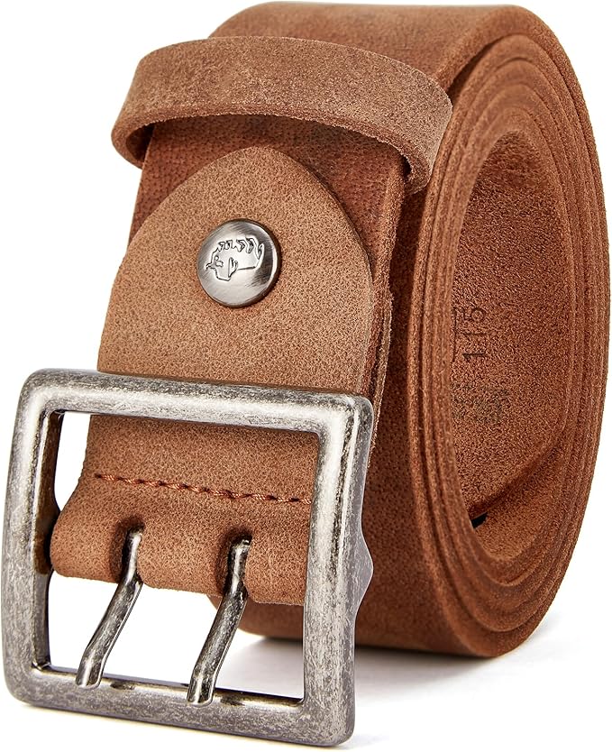 BISON DENIM Men's Belts Leather Dress Genuine Leather Classic Heavy Duty Buckle Belt Casual for Jeans