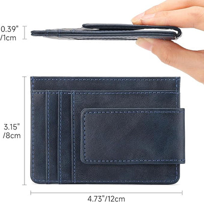 Magnetic Closure Slim Wallet for Men Leather RFID Blocking Minimalist Front Pocket Money Clip Wallet Credit Card Holder
