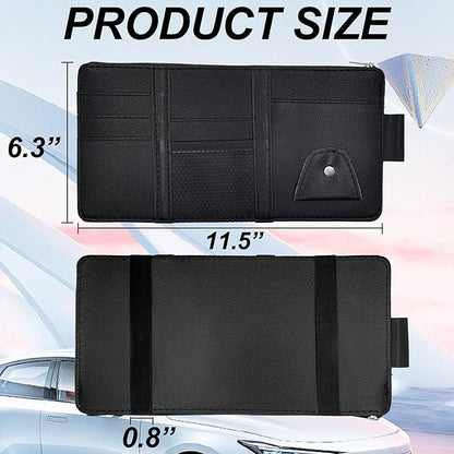 Keedolla Car Sun Visor Organizer, Auto Interior Accessories Pocket Organizer Visor Storage Pouch Sunglasses Holder with Zipper Pocket for Truck, SUV - Black