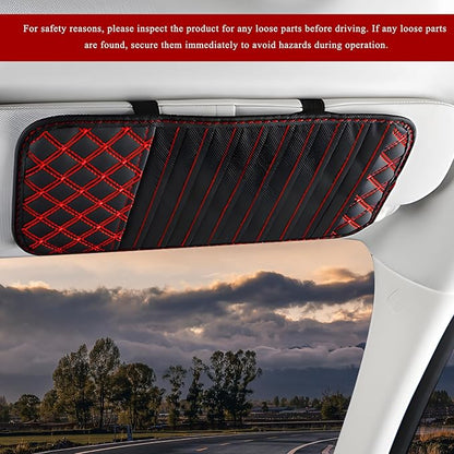2 PCS Car CD Visor Storage Cases, Large Capacity Auto Sun Visor DVD Holder with 10 Storage Sleeves, Leather Sunshade CD Pocket Interior Decoration for Cars Trucks SUVs (Red)