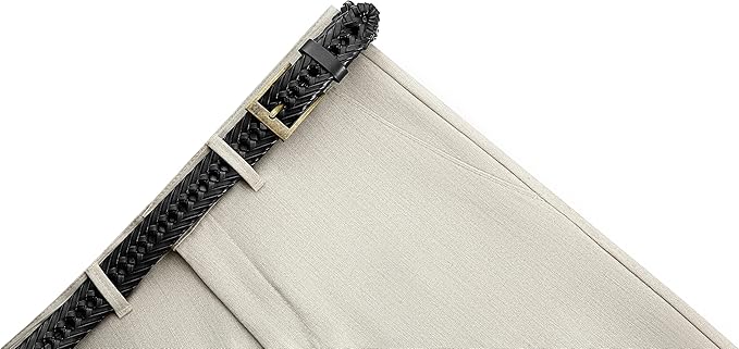 CHAOREN Leather Braided Belts for Men - 1 1/8" Mens Casual Woven Leather Belt for Dress Pant