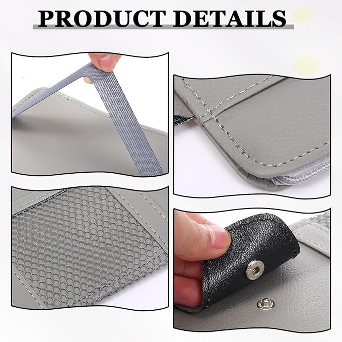Boao 2 Packs Car Sun Visor Organizer, Sunglasses Holders for Car Sun Visor PU Auto Interior Accessories Storage Travel Document Holder with Multi Pocket (Black, Gray, 12.2 x 6.1 Inches)