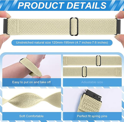 Compatible with 16mm 18mm 19mm 20mm 22mm 24mm Watch Bands Quick Release Replacement Wristband,Adjustable Stretchy Nylon Solo Loop Straps Fabric Braided Sport Elastic Bands for Men Women