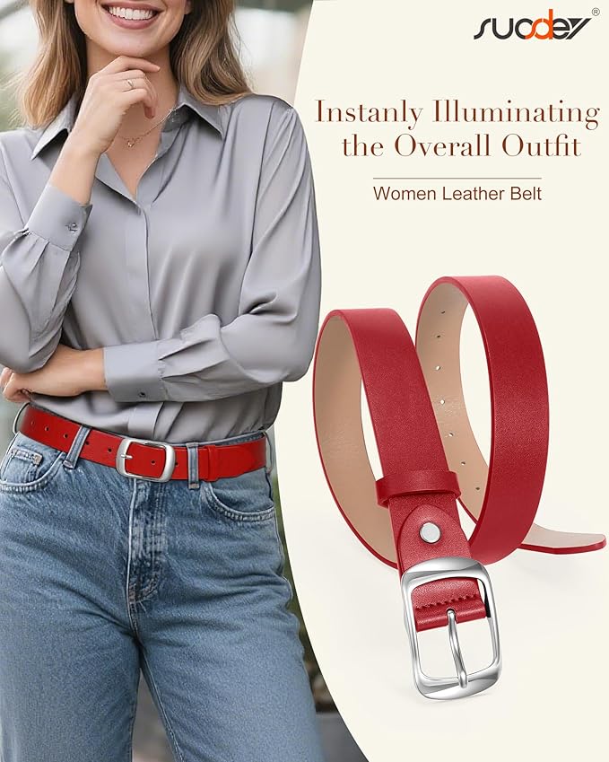 SUOSDEY Women Belts For Jeans Dresses Pants Ladies Leather Waist Belt with Elegant Buckle, Width 1.3"