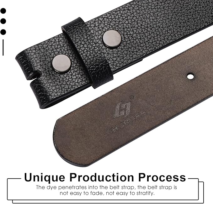 HJones Western Belts for Men without Buckle,Cowboy Belt Buckles for Men,1.5" Wide Genuine Leather Belt No Buckle