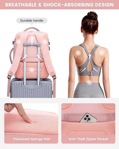 LOVEVOOK Large Travel Backpack for Women, TSA Carry on Backpack for Airplanes, 40L Personal Item Travel Bag for Women fits 17" Laptop,Waterproof Carry on Bag Airplane Approved with 3 Packing Cubes