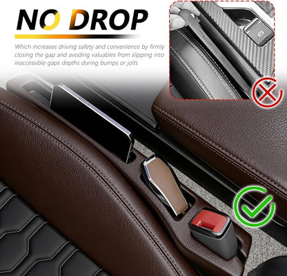 Junecarp 2PCS 2-in-1 Car Seat Gap Filler Organizer with Storage Slots,No Drop Car Gap Seat Filler for Storing Items,Universal in Between Cars Seats Catcher Cars Interior Accessories (Brown)
