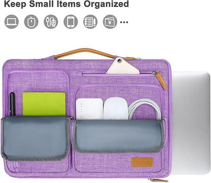 MOSISO 360 Protective Laptop Case 14 inch, 14 inch Laptop Sleeve Compatible with HP Lenovo Dell ASUS Acer, HP, Dell Latitude, Lenovo, Side Open Carrying Case with 4 Zipper Pockets&Handle, Lilac