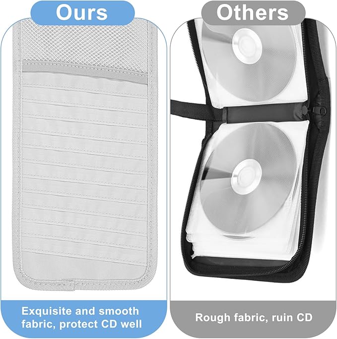 1 Pcs Car CD Holder, Car Sun Visor Storage DVD Disc Holders Pocket Case Organizer with 12 DVD Storage Sleeves, one Mesh Pocket, one Pen Holder, and Elastic Strap (Gray)