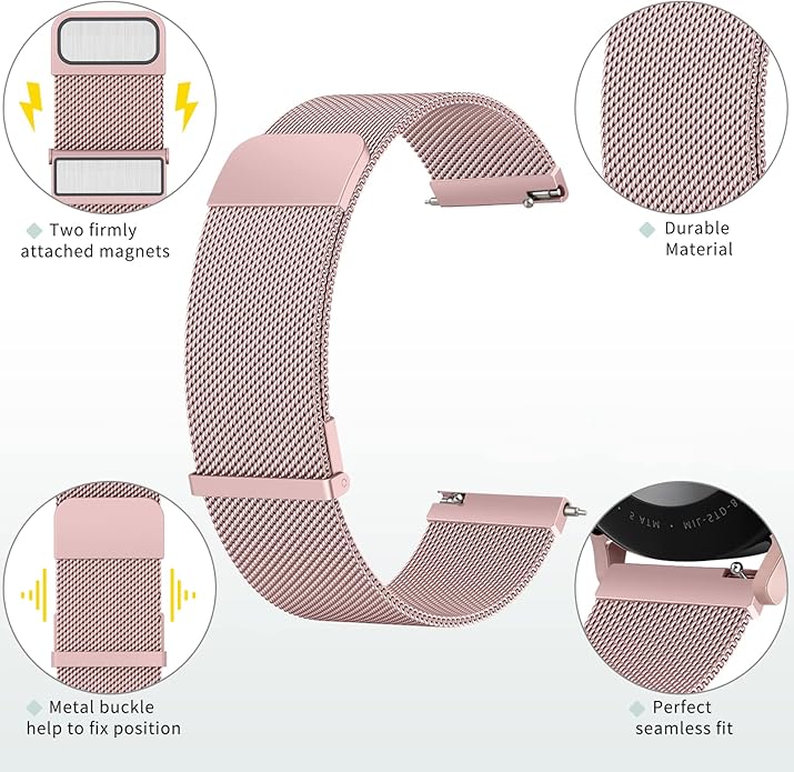 Meliya Metal Watch Bands, 20mm 22mm Quick Release Watch Strap, Stainless Steel Mesh Replacement band for Women Men