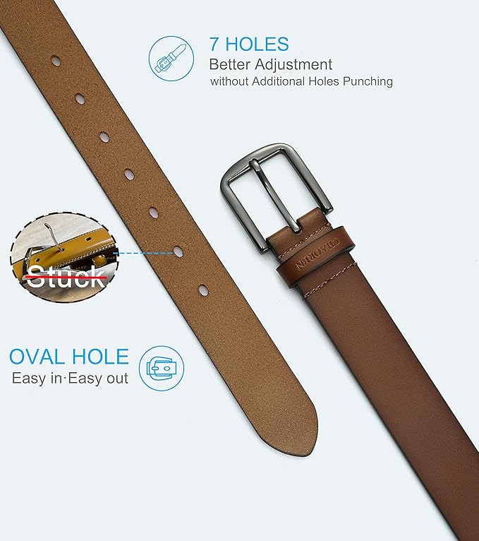 CHAOREN Mens Belts Leather - 35mm Genuine Leather Belt for Jeans - Men Gift for Casual Dress