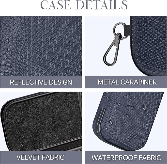 Double Eyeglasses Case Dual Sunglasses Case Hard Shell Glasses Case with Clip Metal Carabiner Travel