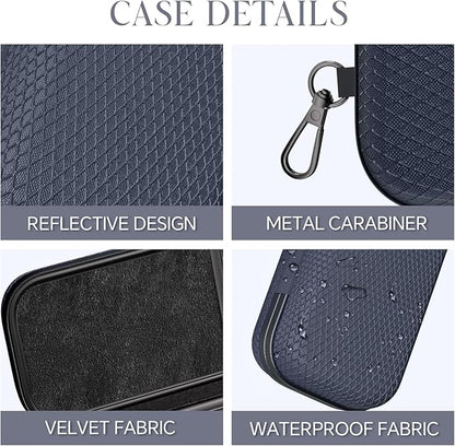 Double Eyeglasses Case Dual Sunglasses Case Hard Shell Glasses Case with Clip Metal Carabiner Travel
