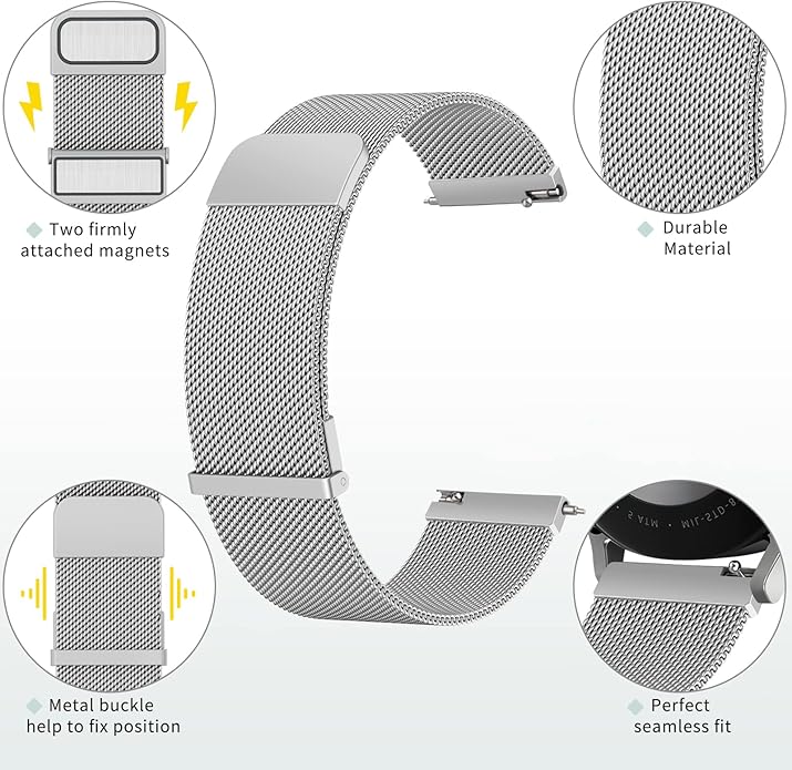 Meliya Metal Watch Bands, 20mm 22mm Quick Release Watch Strap, Stainless Steel Mesh Replacement band for Women Men