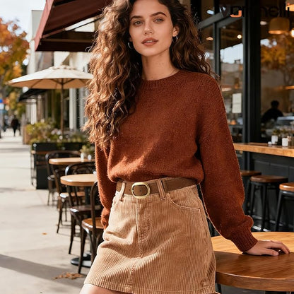 VONMELLI Faux Women's Suede Belt for Jeans Dresses Ladies Leather Belt with Vintage Gold Buckle