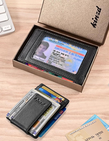 kinzd Money Clip, Front Pocket Wallet, Leather RFID Blocking Strong Magnet thin Wallet | RFID Blocking, Strong Magnet, thin