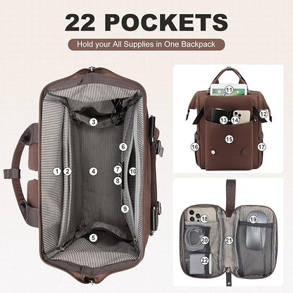 LOVEVOOK Laptop Backpack for Women Work Travel Commuter Backpack Business Computer Bag Teacher Doctor Nurse Bags College Backpack Purse Laptop Bag, 15.6 Inch, Coffee-black
