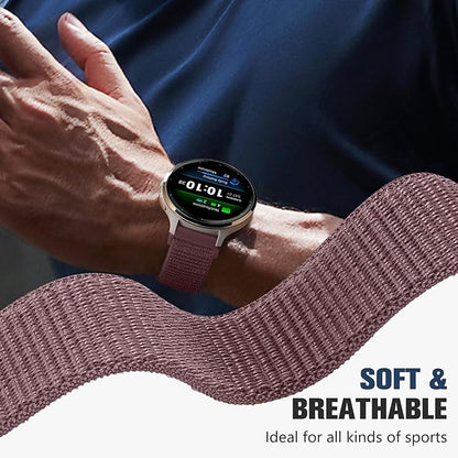 18mm 20mm 22mm Hook and Loop Watch Band Compatible with Garmin Vivoactive 5/ Vivoactive 6/ Vivoactive 3, Soft Nylon Breathable Sport Strap for Venu 2S/ Venu3S/ Forerunner 265s,Venu 3/ Venu 2 Men Women