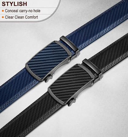 BULLIANT Men Belts 2 Pack,Ratchet Sliding Belt Adjustable For Gift Mens Dress Casual 1 3/8",Cut for Fit