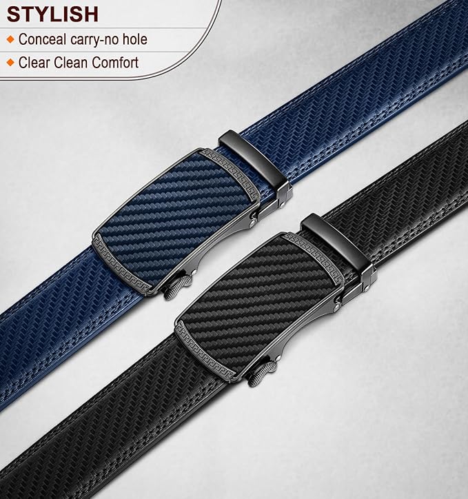 BULLIANT Men Belts 2 Pack,Ratchet Sliding Belt Adjustable For Gift Mens Dress Casual 1 3/8",Cut for Fit