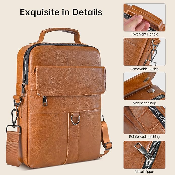 13 Inch Laptop Shoulder Bag Leather Carrying Case for Macbook Air 13" M5 M4 M3 M2 A3420 A3113 A2681/ MacBook Neo 13 A18 Pro