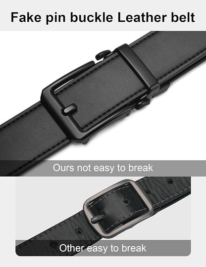 JUKMO 1.5" (38mm) Leather Ratchet Belt for Men in Gift Box