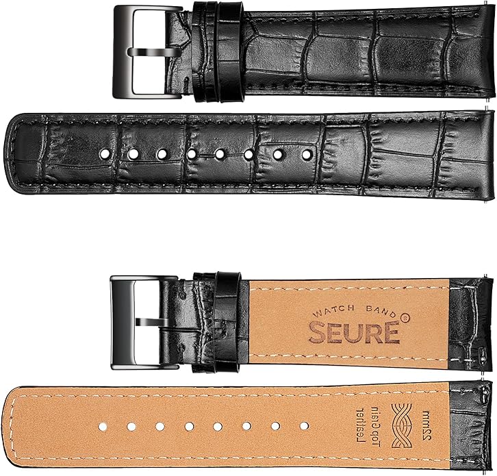 SEURE Quick Release Watch Band,Top Genuine Leather Watch Straps 19mm 20mm 21mm 22mm 24mm for Men and Women