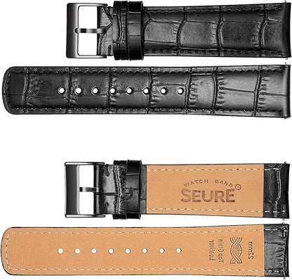 SEURE Quick Release Watch Band,Top Genuine Leather Watch Straps 19mm 20mm 21mm 22mm 24mm for Men and Women