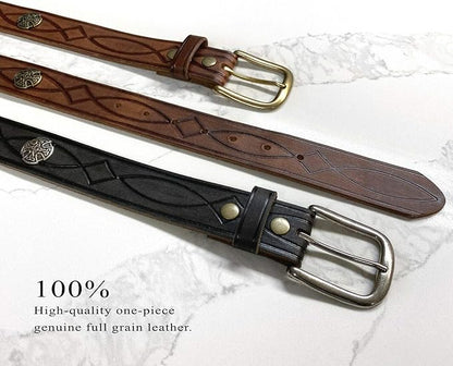 Genuine Full Grain Western Engraved Tooled Leather Strap or Belt 1-1/2" Wide