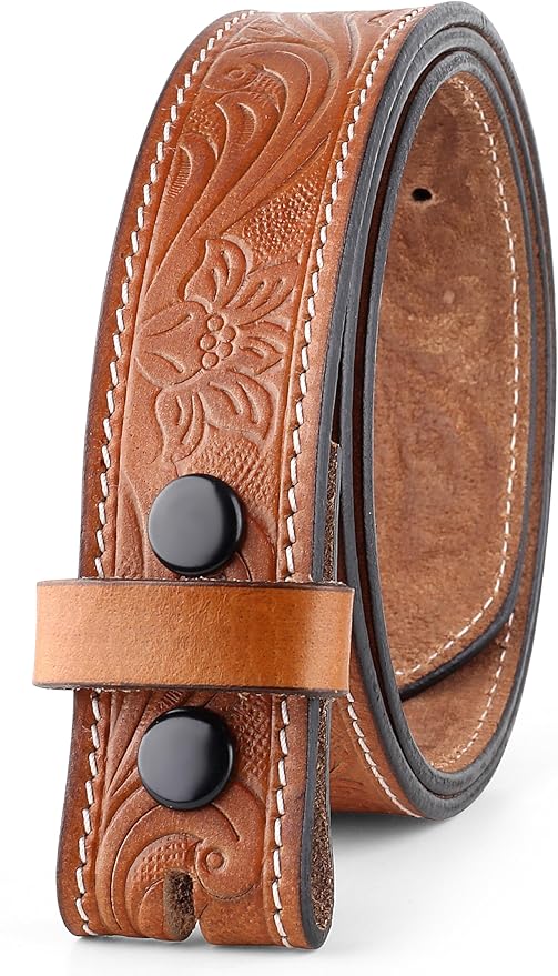 F&L CLASSIC Western Belt without buckle for men – Full Grain Leather Cowboy Belts for jeans - One Piece Leather strap belt