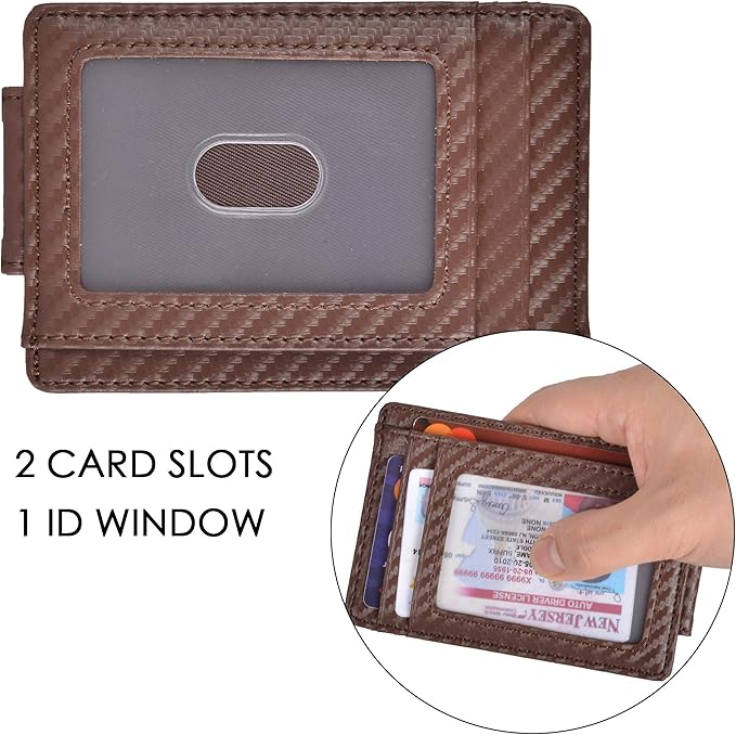 Money Clip RFID Front Pocket Wallet Men Leather Slim Minimalist Wallet