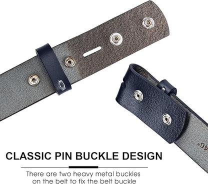 HJones Western Belts for Men without Buckle,Cowboy Belt Buckles for Men,1.5" Wide Genuine Leather Belt No Buckle